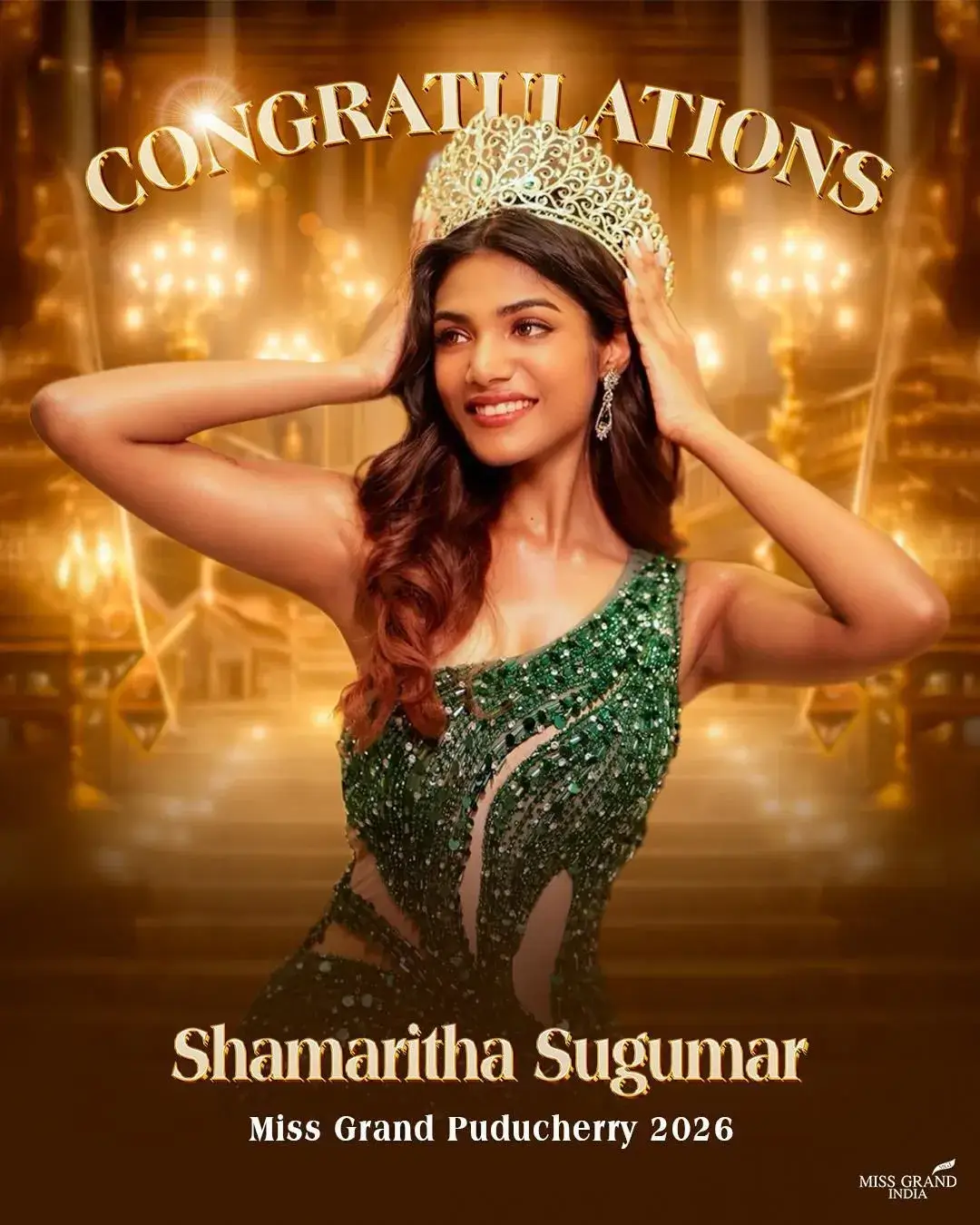 Shamaritha Sugumar Crowned First-Ever Miss Grand Puducherry, Set to Represent the Union Territory at Miss Grand India 2026